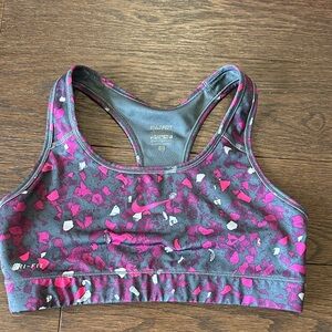 Nike Women's Vibrant Pink and Gray Sports Bra